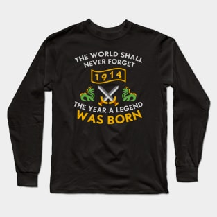 1914 The Year A Legend Was Born Dragons and Swords Design (Light) Long Sleeve T-Shirt